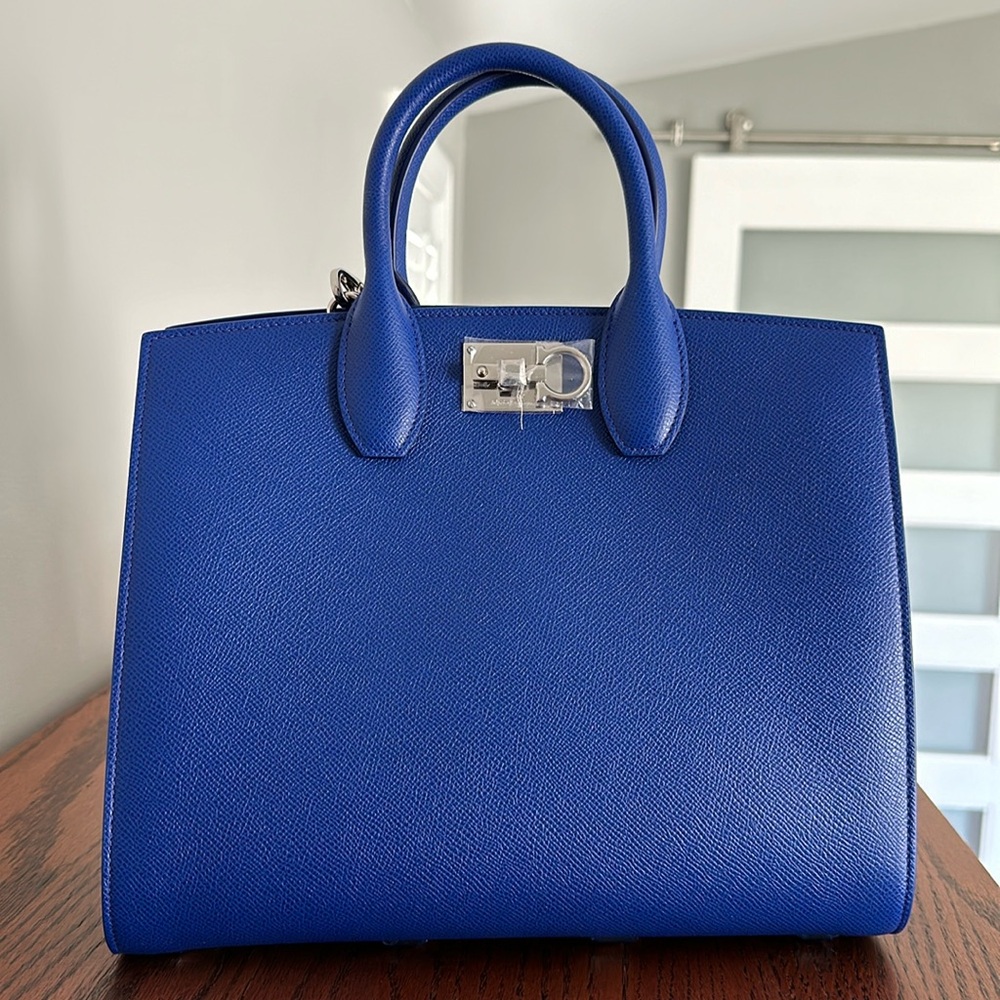 Stunning Blue Ferragamo Studio Box Bag